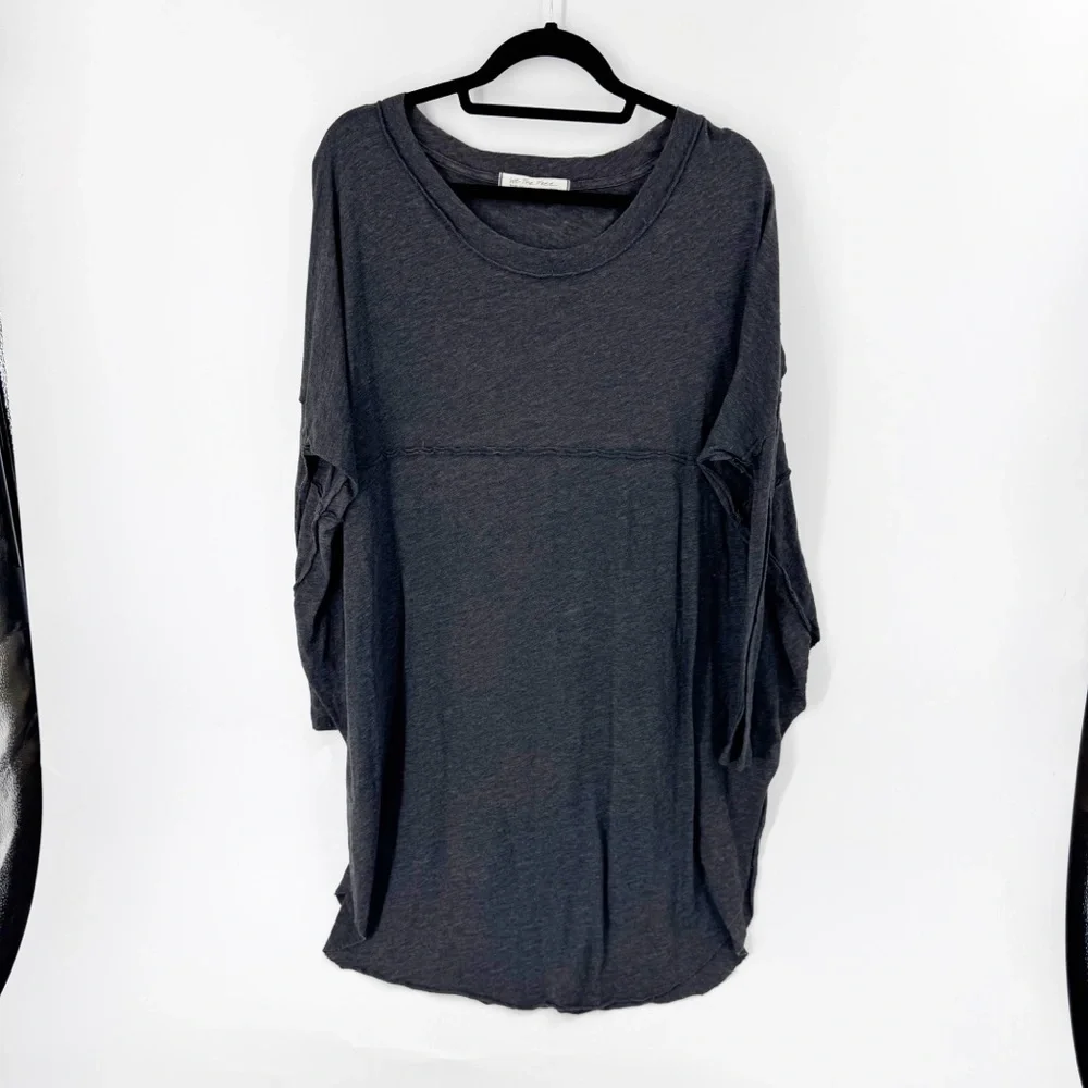 ✅ We The Free Tell Tale Longline Blouse Dark Gray Oversized Tunic Top SIZE SMALL